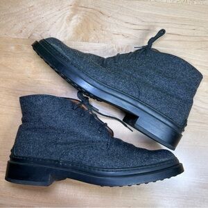 Tods Gray Desert Boots Lace Up Wool Leather Interior size 36.5